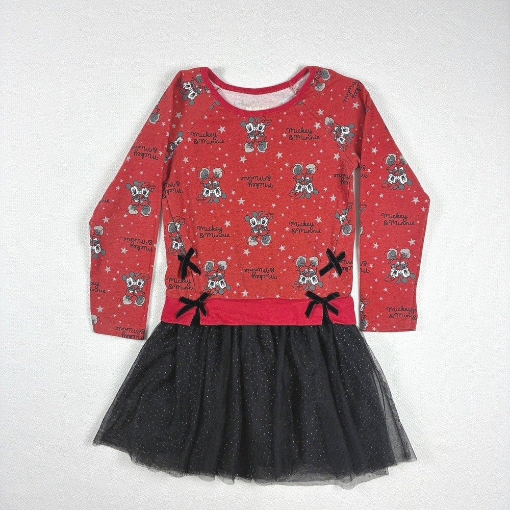 Two Disney Minnie Mouse Tutu Dresses Red Black Sparkles Princess Fairytale 6X - Picture 3 of 12